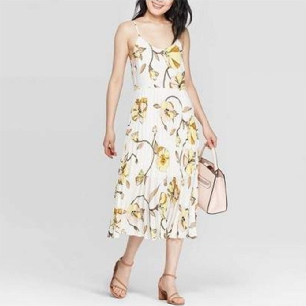 A New Day Yellow And Cream Floral Midi Sundress